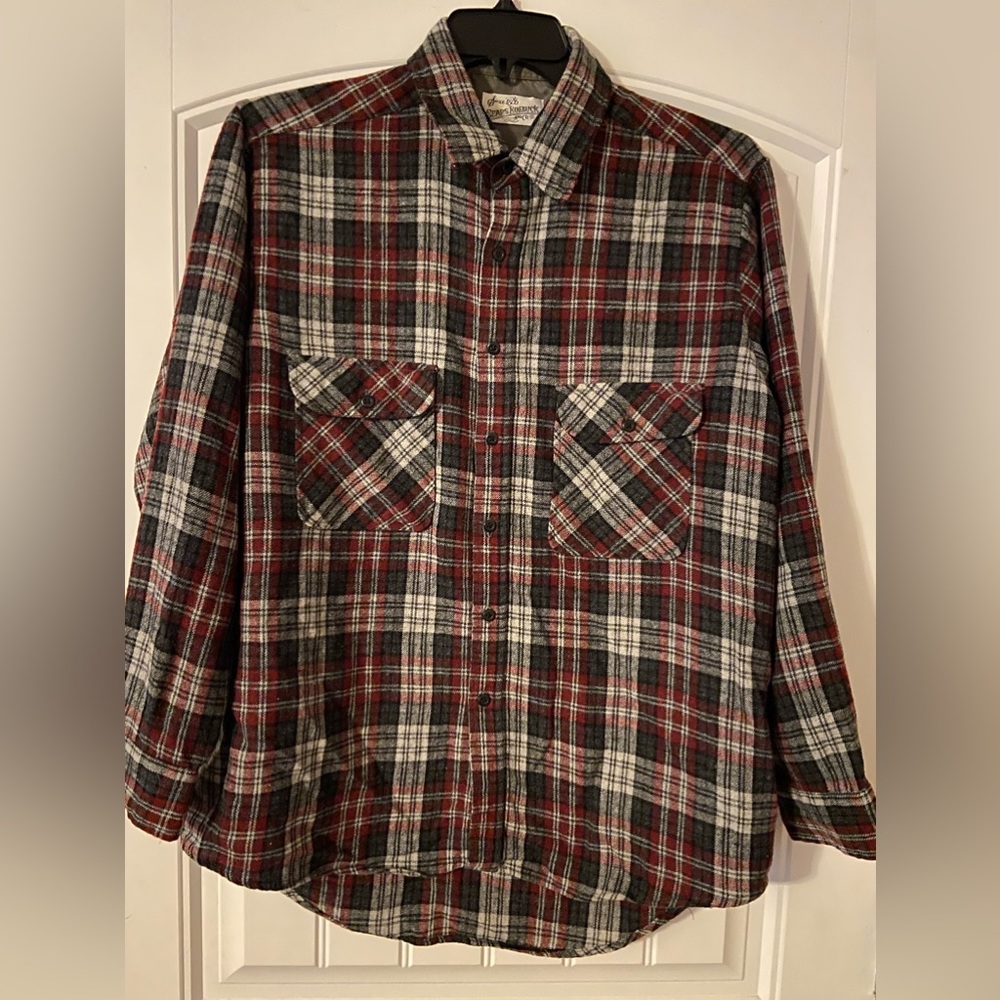Men’s Sears Roebuck and Co. Vintage Plaid Wool Shirt L Tall
